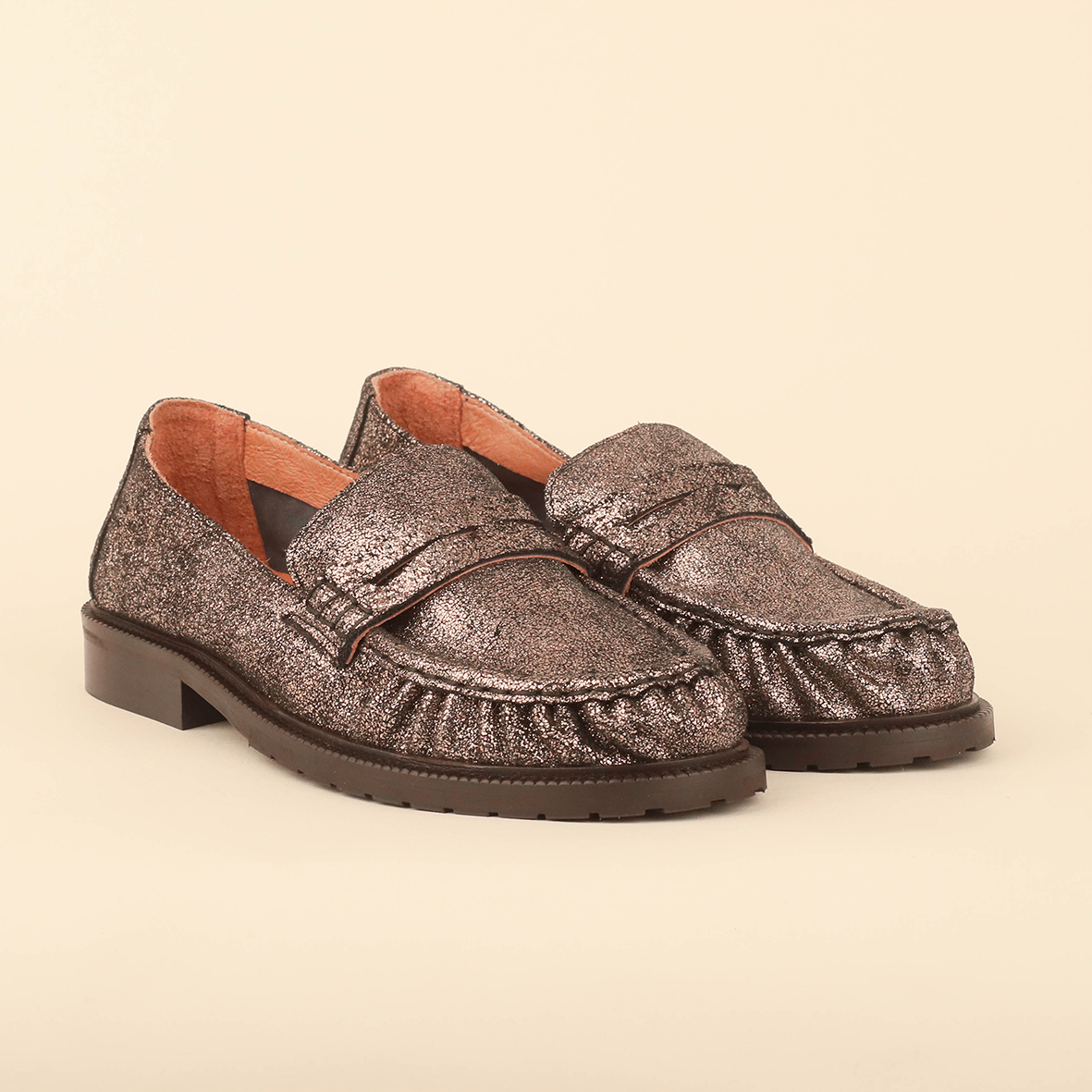 Katherine Metallic Iron Flat Shoe by Esska
