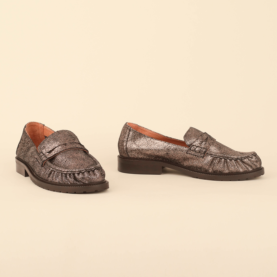 Katherine Metallic Iron Flat Shoe by Esska
