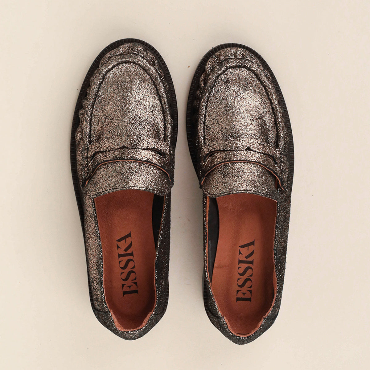 Katherine Metallic Iron Flat Shoe by Esska