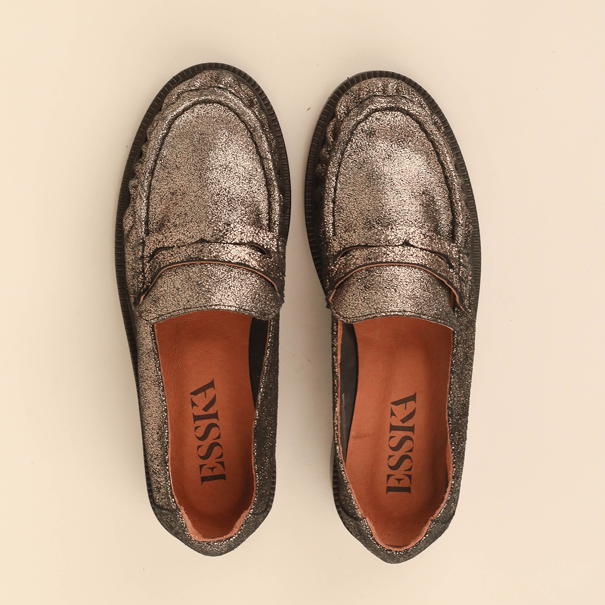 Katherine Metallic Iron Flat Shoe by Esska