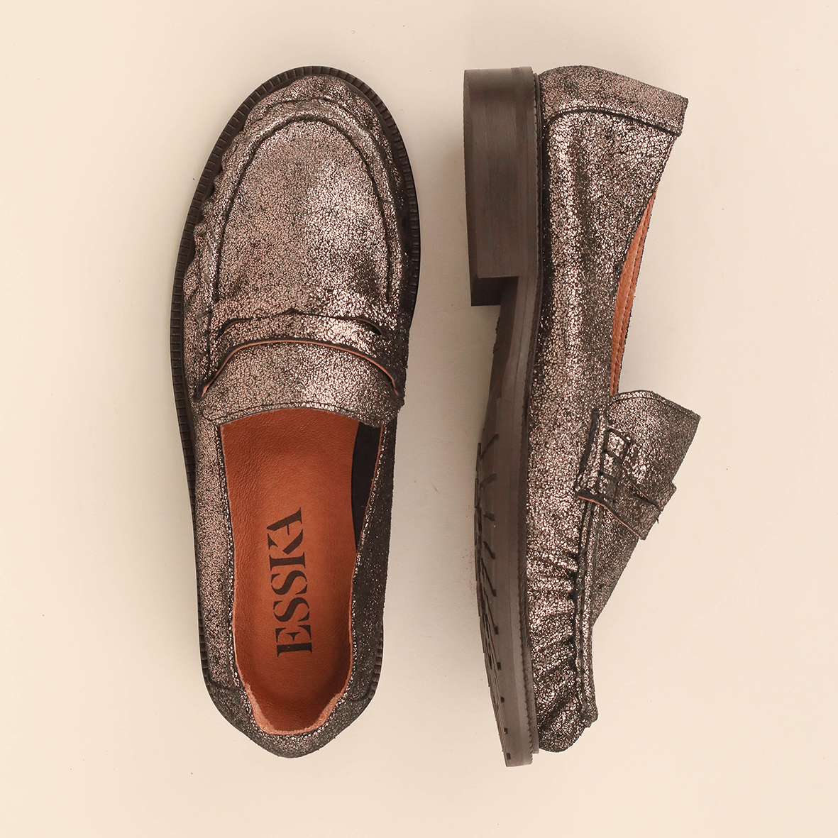 Katherine Metallic Iron Flat Shoe by Esska
