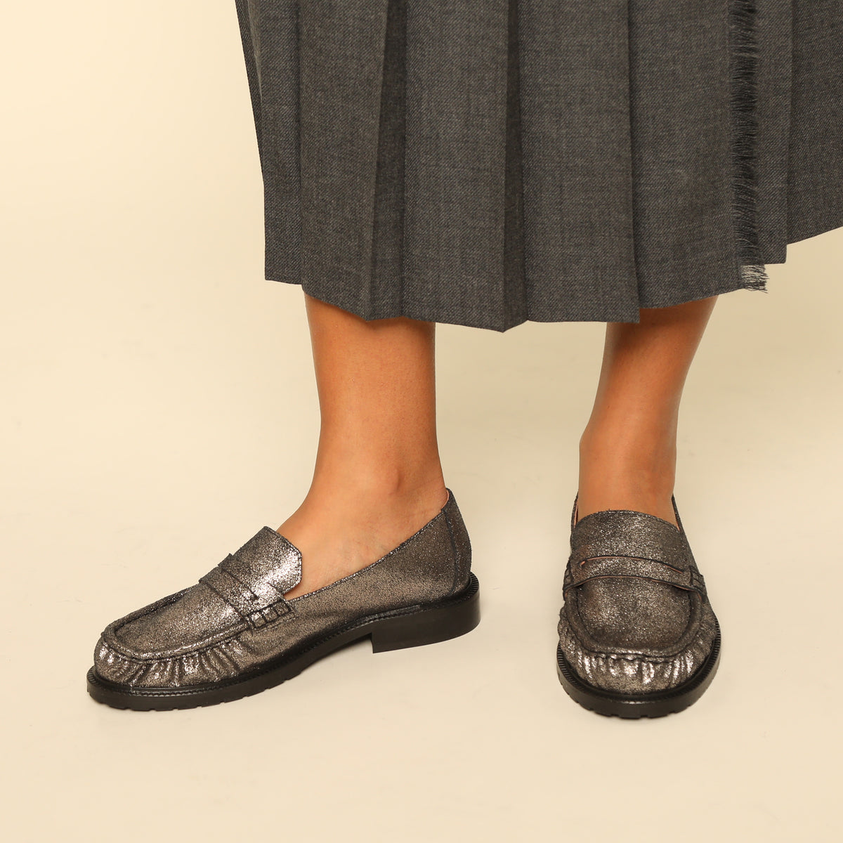 Katherine Metallic Iron Flat Shoe by Esska