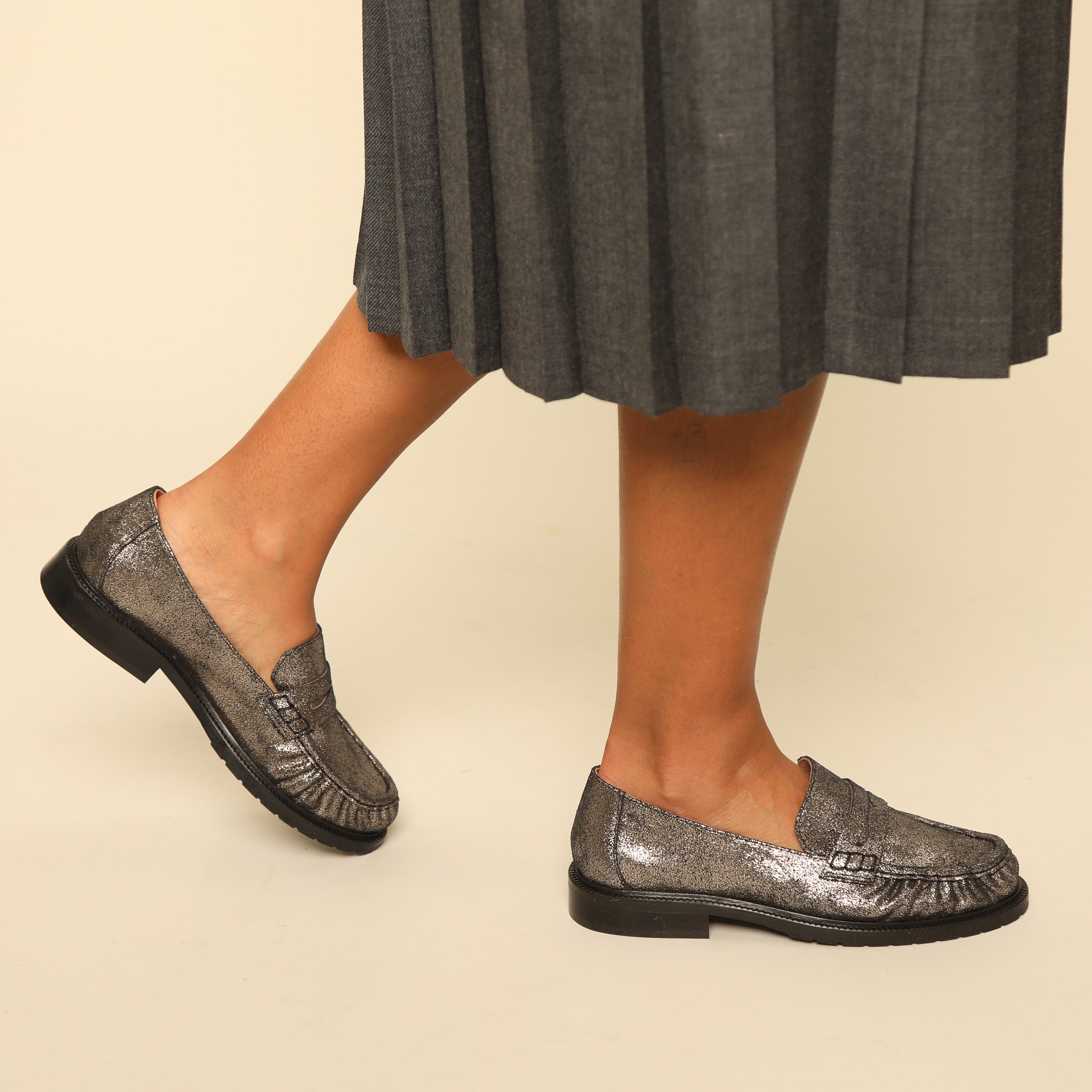 Katherine Metallic Iron Flat Shoe by Esska