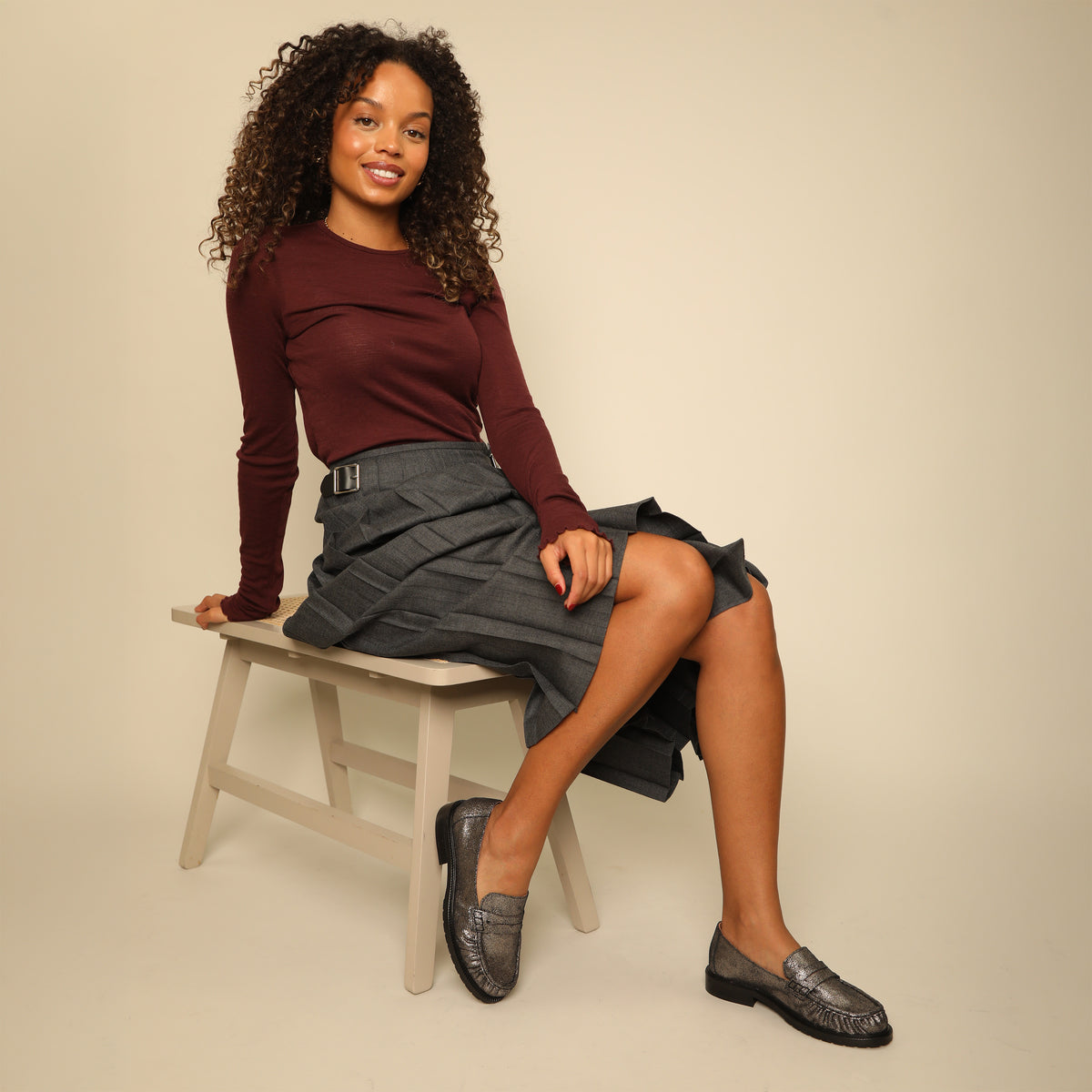Katherine Metallic Iron Flat Shoe by Esska