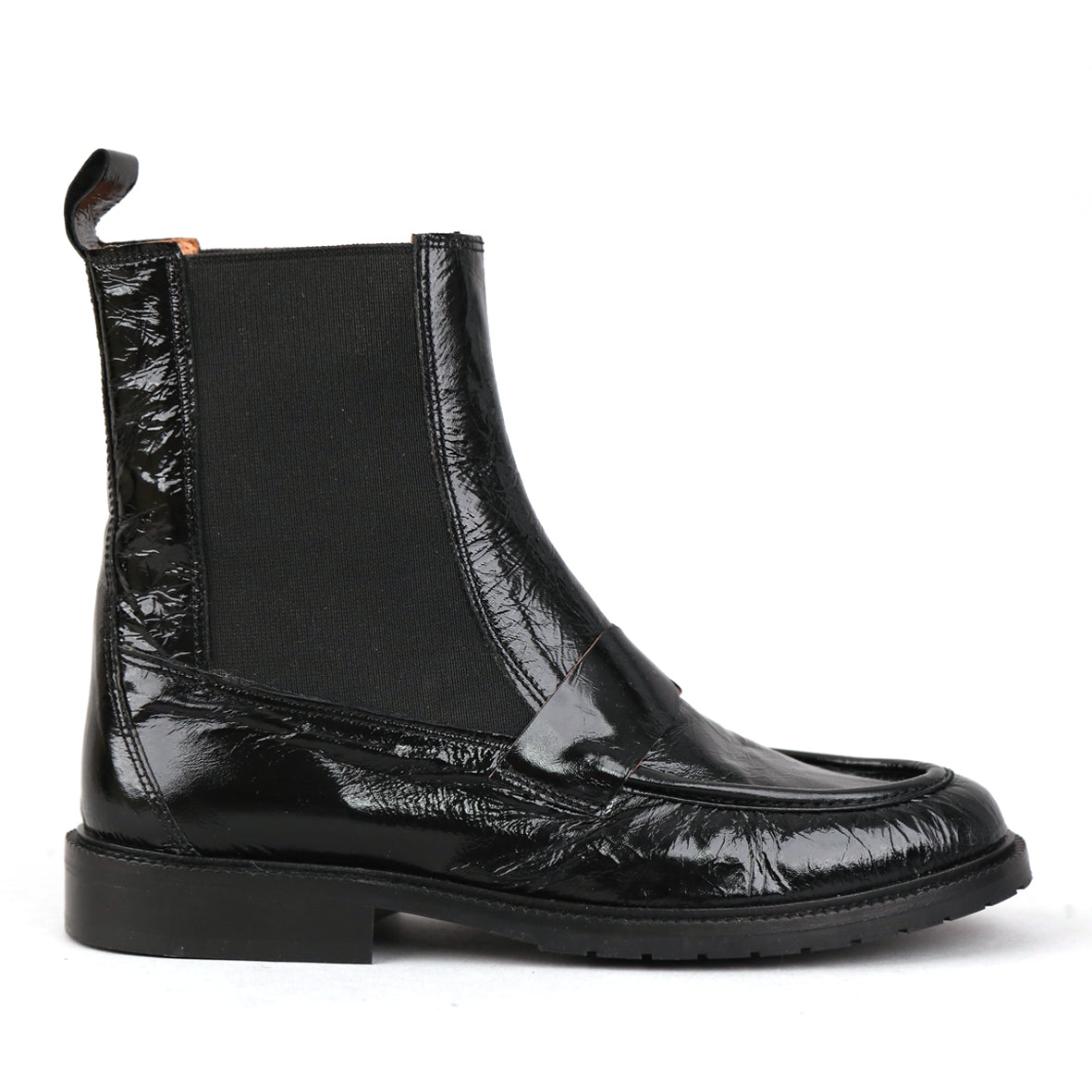 Kayan Patent Black Flat Boot by Esska Shoes Ltd
