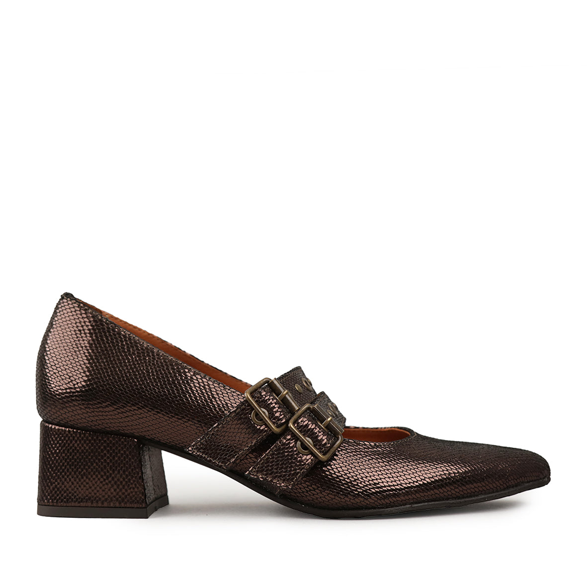 Larissa Metallic Dark Brown Low Shoe by Esska Shoes Ltd