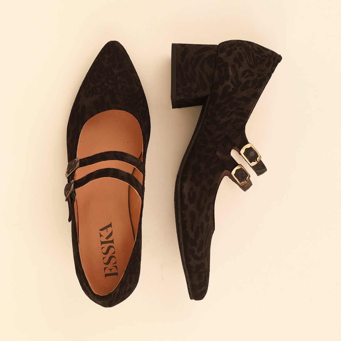 Laura WIDE Dark Brown Leopard Low Shoe by Esska