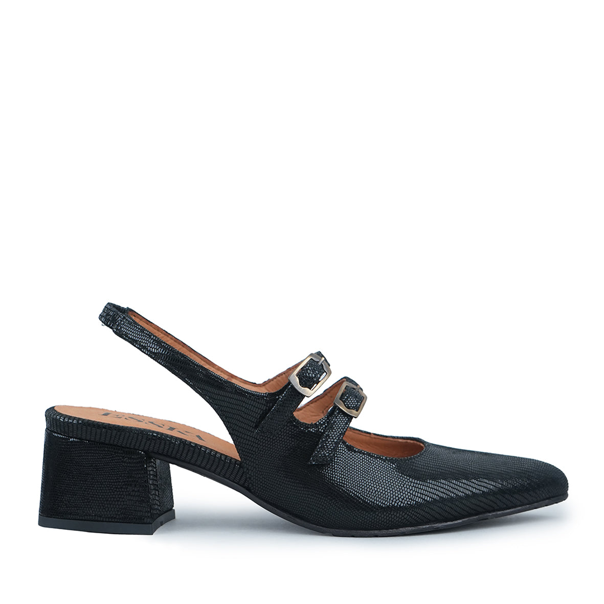 Layal WIDE Metallic Black Low Shoe by Esska