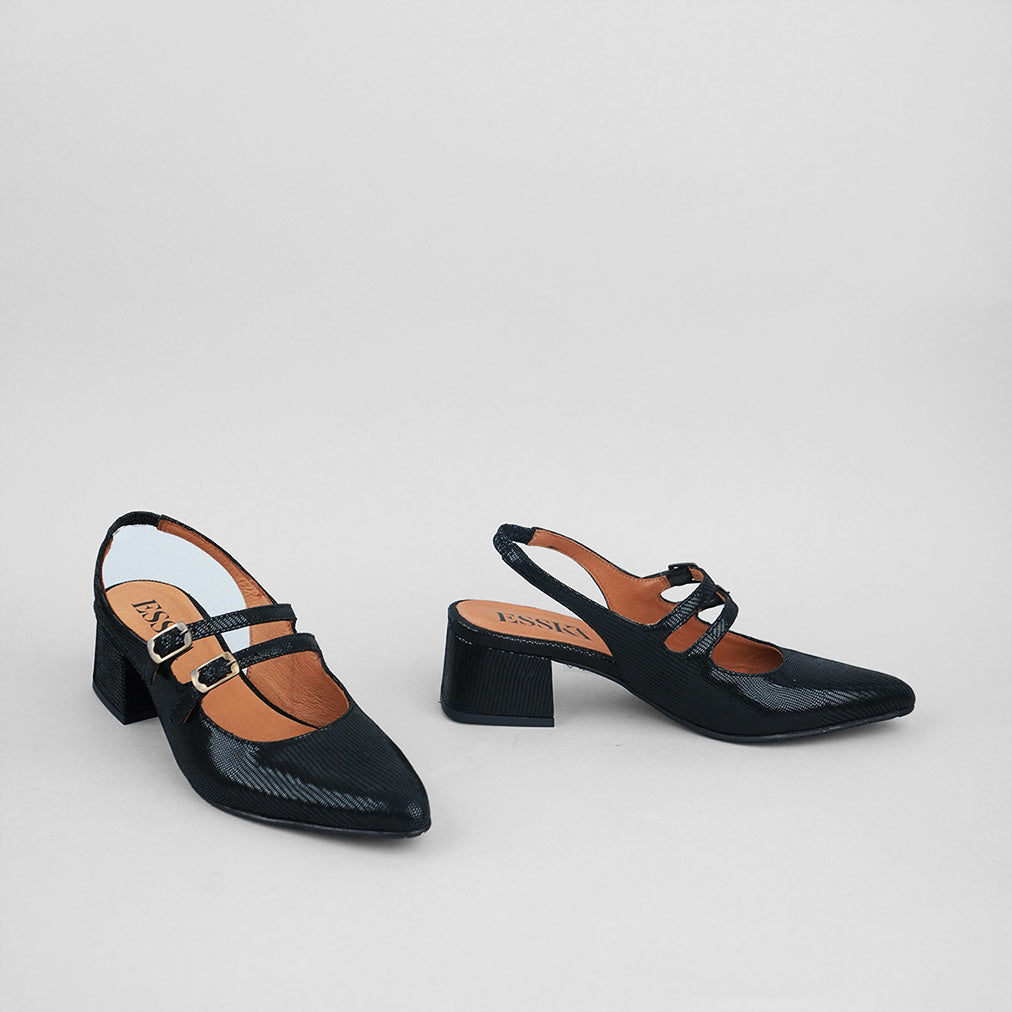 Layal Metallic Black Low Shoe by Esska