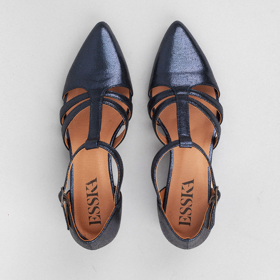 Lina Vegan Metallic Navy Low Shoe by Esska
