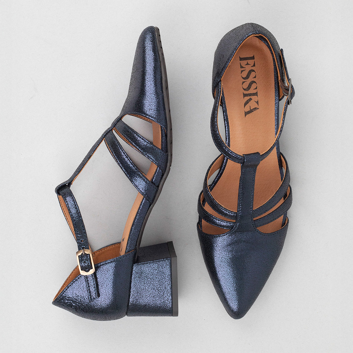 Lina Vegan Metallic Navy Low Shoe by Esska