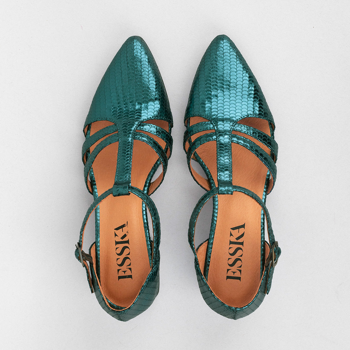 Lina Metallic Teal Low Shoe by Esska