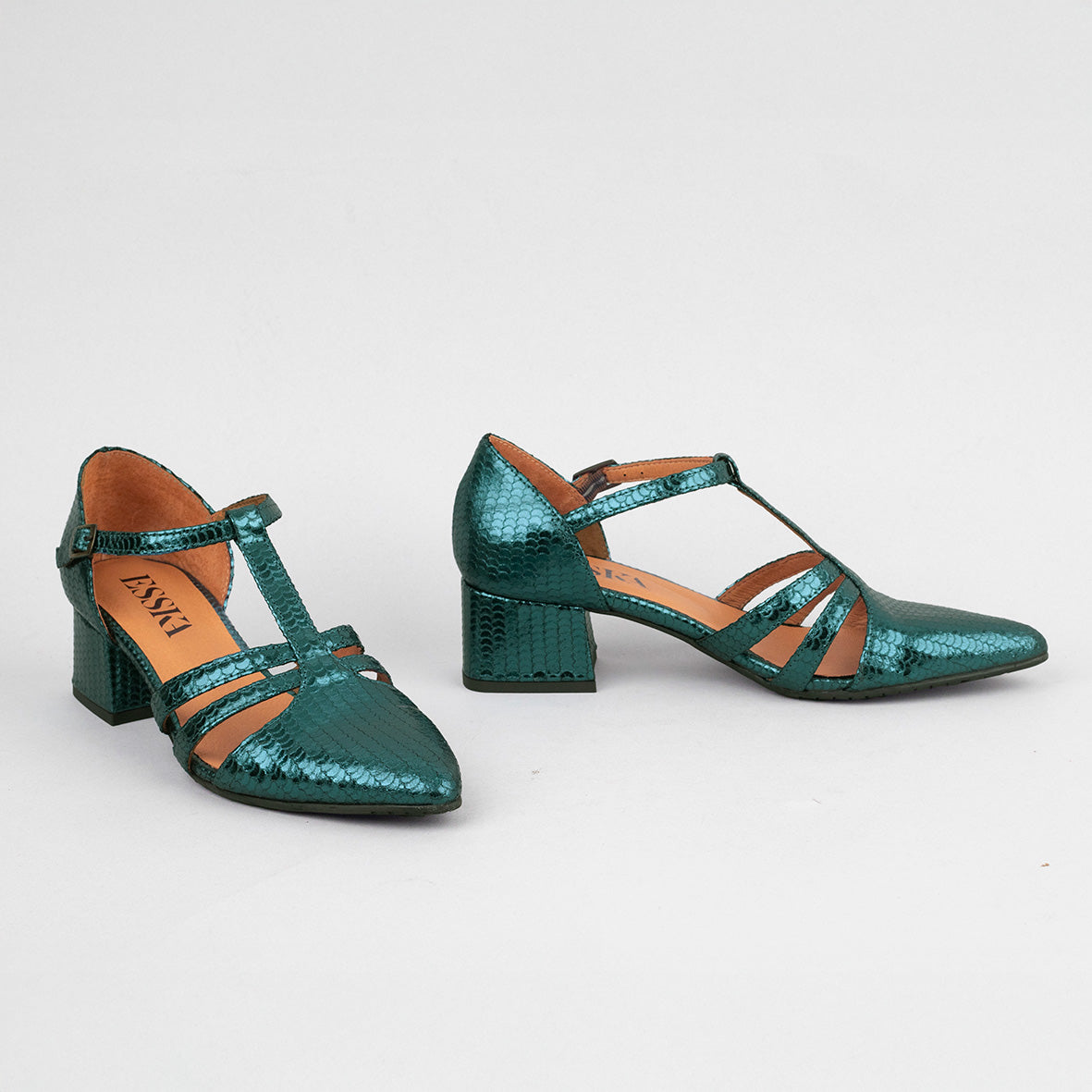 Lina Metallic Teal Low Shoe by Esska