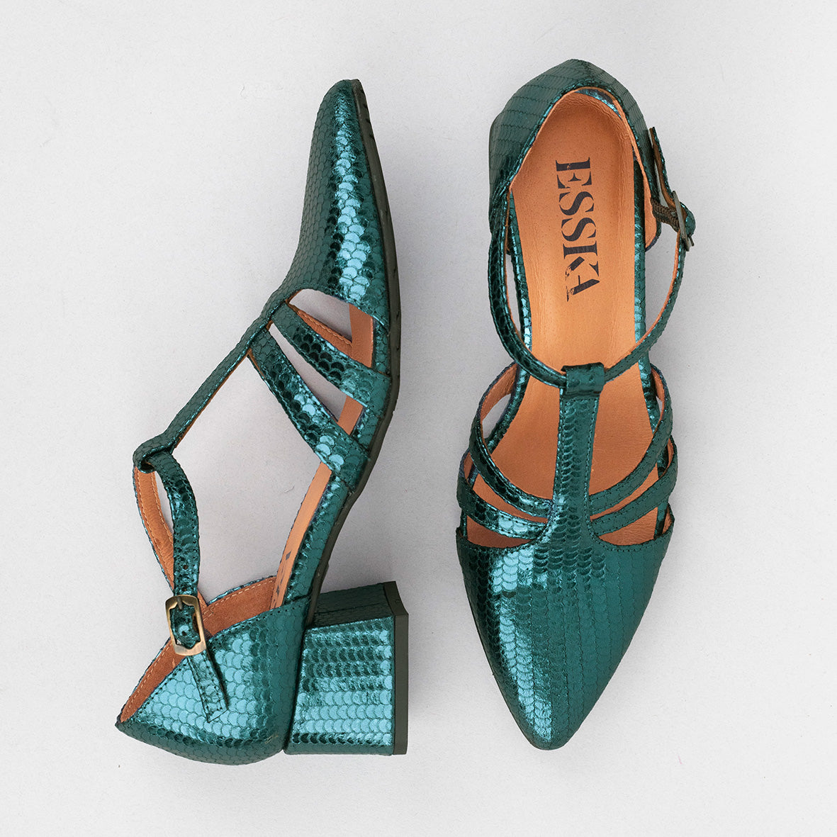 Lina Metallic Teal Low Shoe by Esska