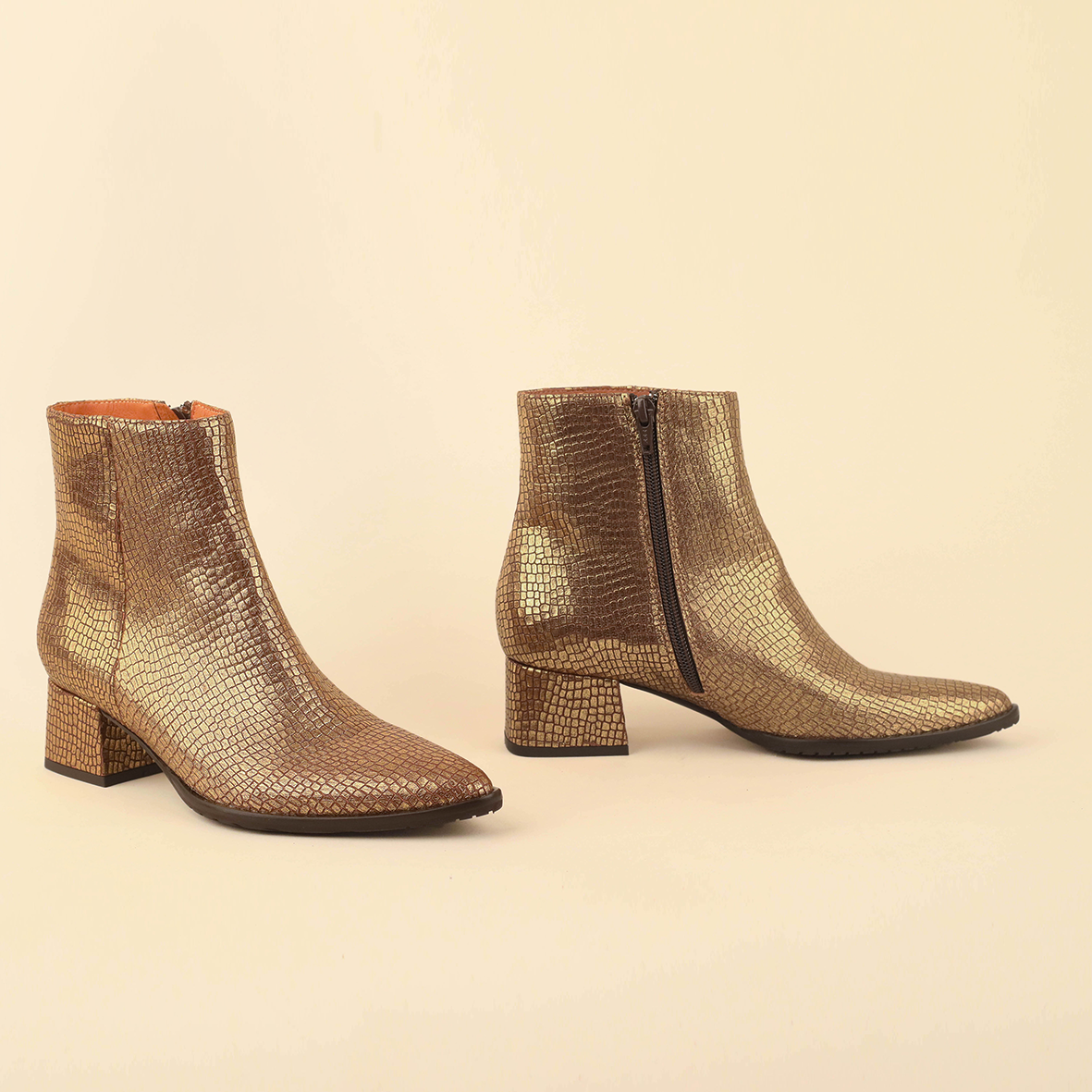 Luka WIDE Antique Gold Low Boot by Esska