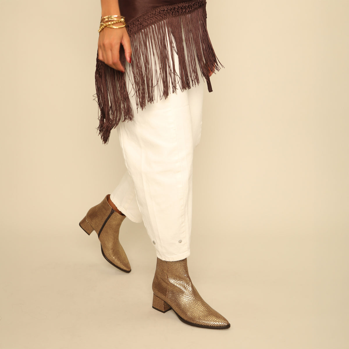 Luka WIDE Antique Gold Low Boot by Esska