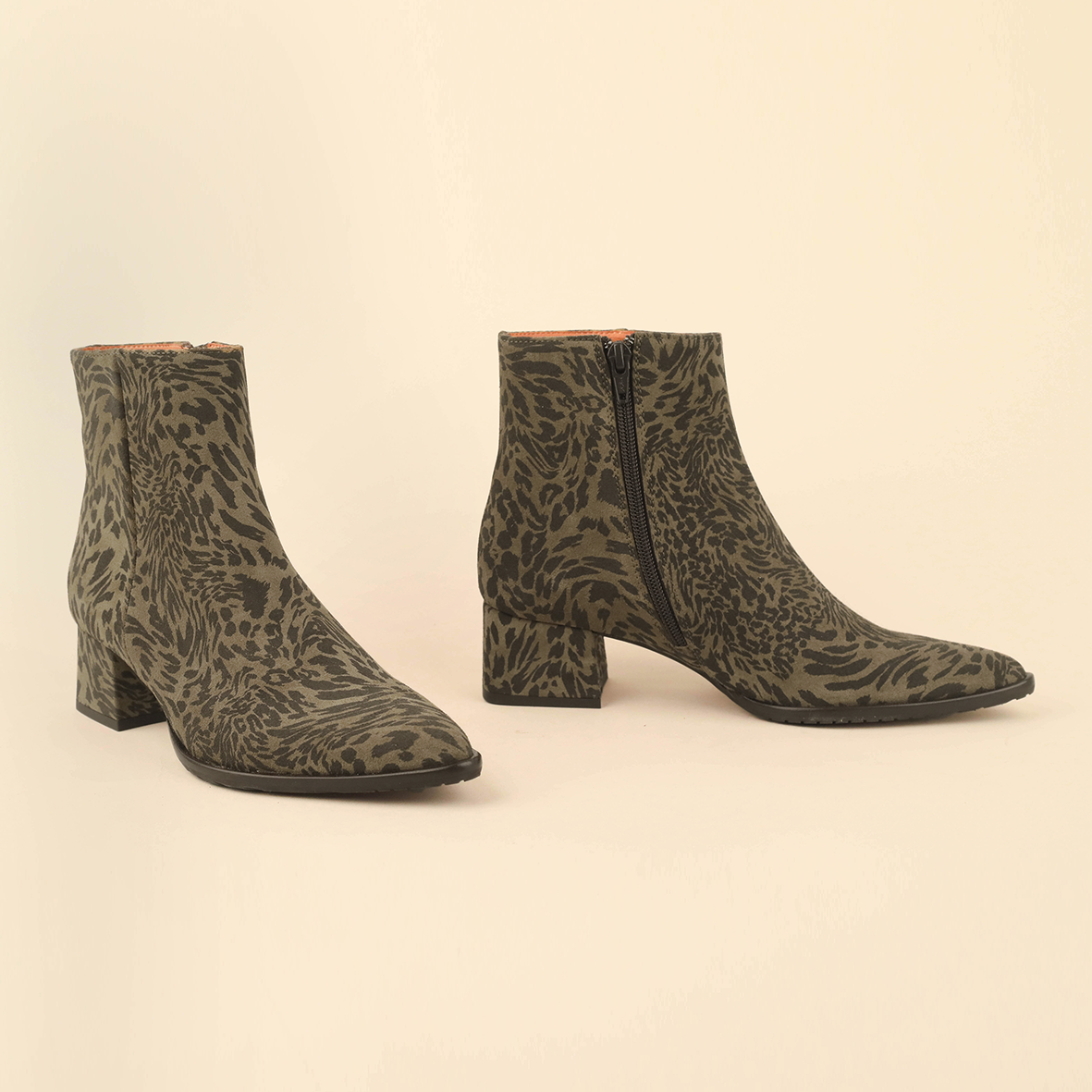 Luka Khaki Leopard Low Boot by Esska