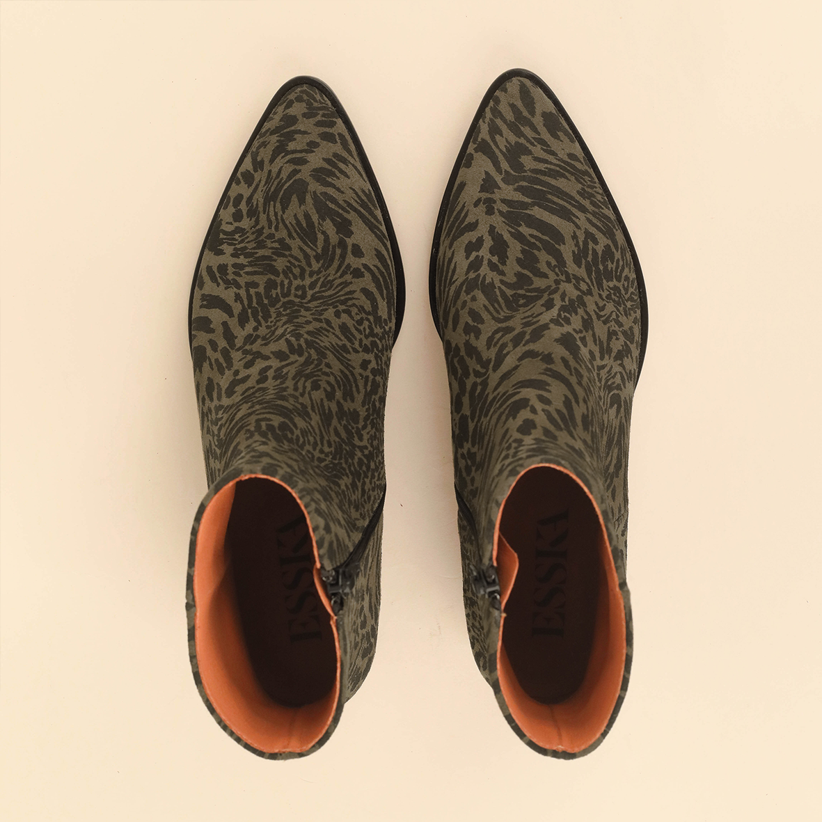 Luka Khaki Leopard Low Boot by Esska