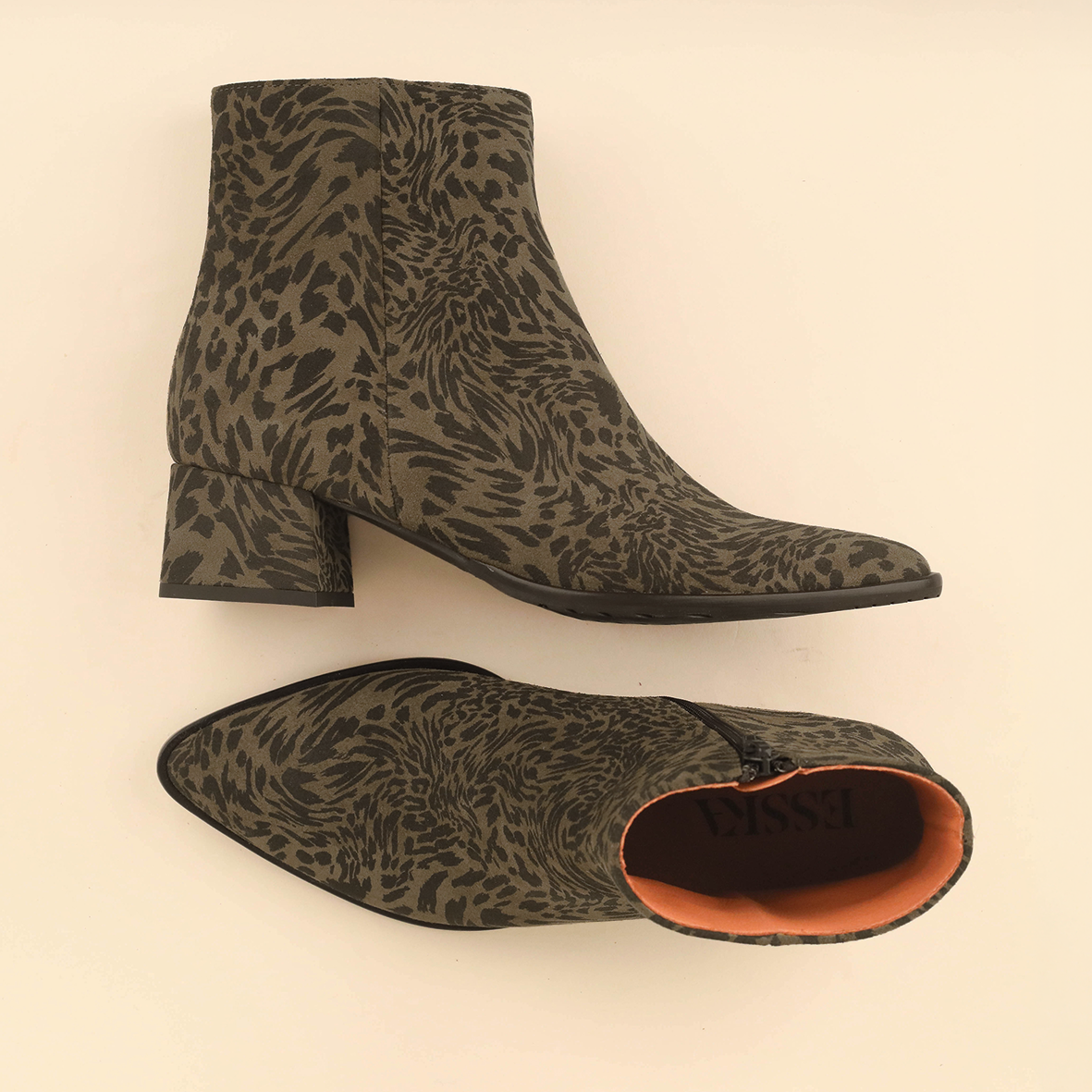 Luka Khaki Leopard Low Boot by Esska