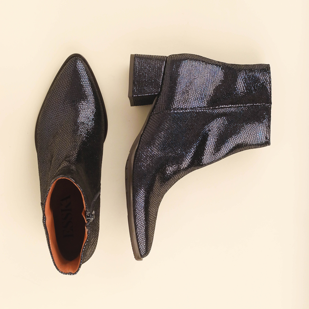Luka WIDE Metallic Navy Low Boot by Esska