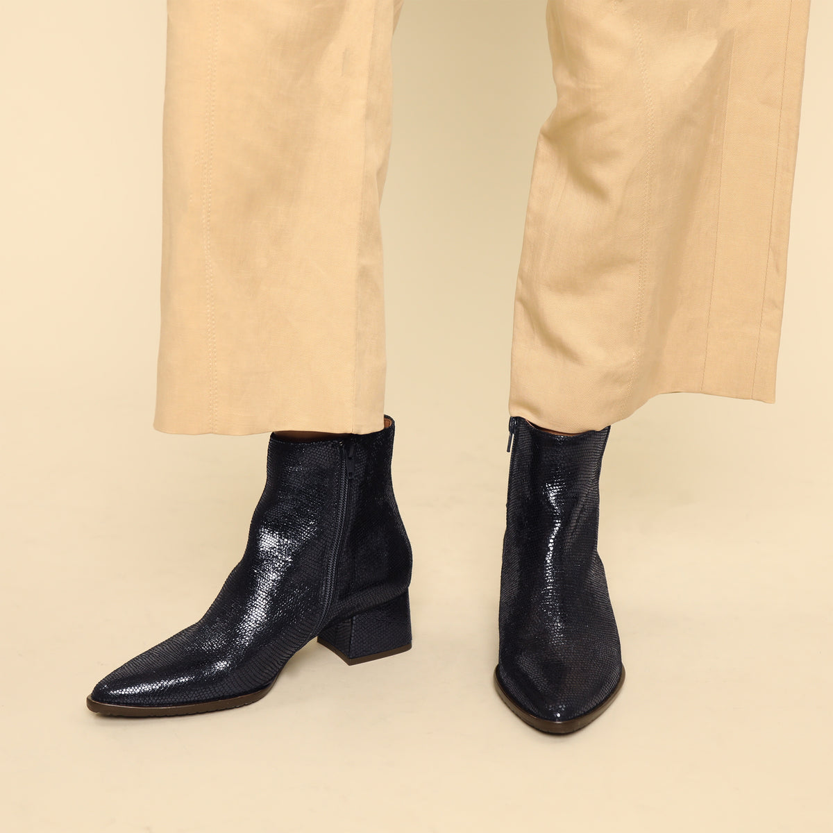 Luka WIDE Metallic Navy Low Boot by Esska