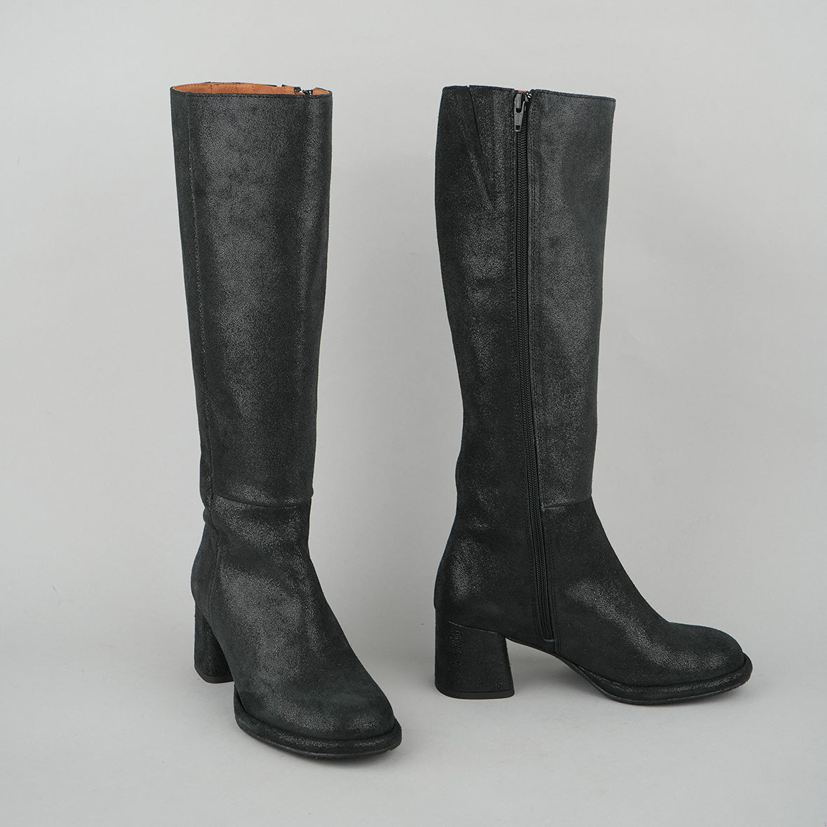 Margot Metallic Black Mid Boot by Esska