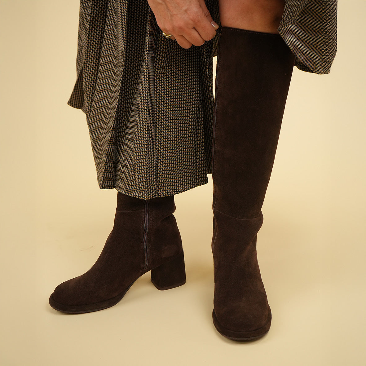 Margot Suede Dark Brown Mid Boot by Esska