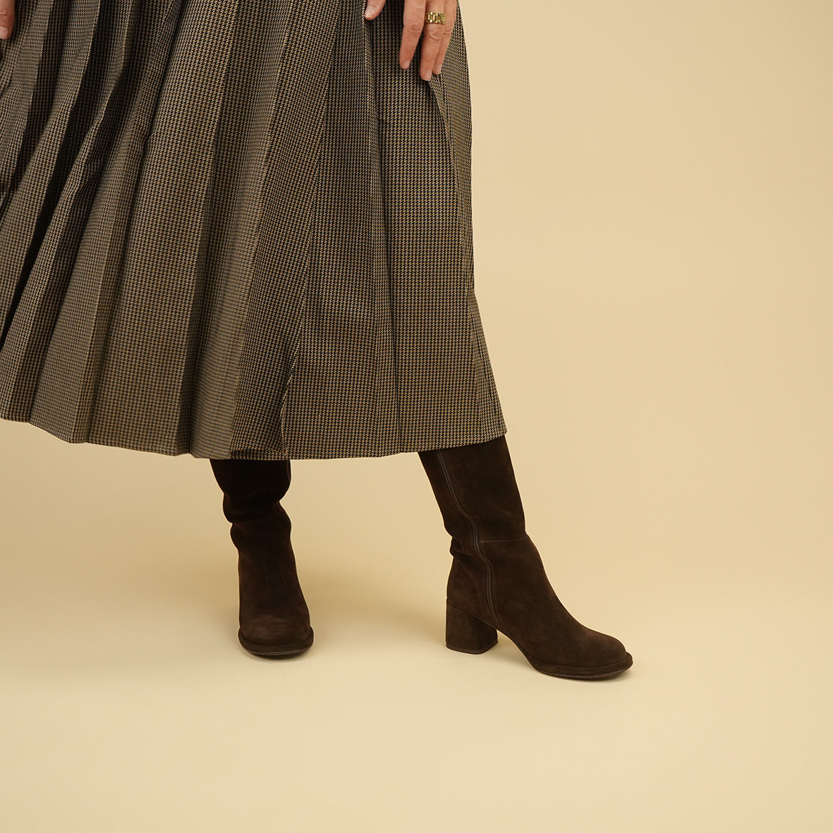 Margot Suede Dark Brown Mid Boot by Esska