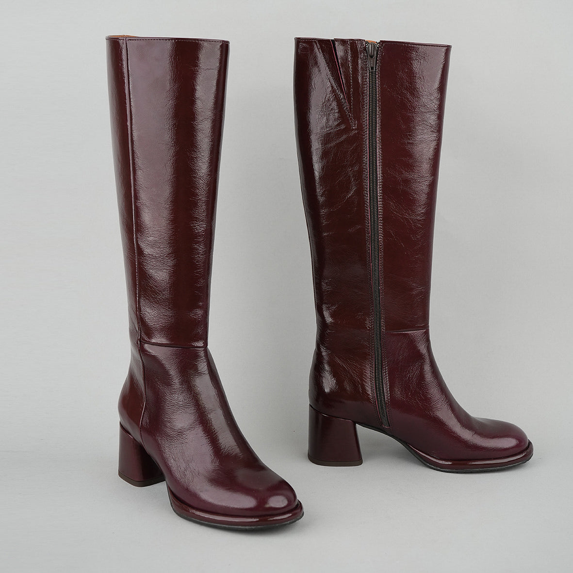 Margot Patent Burgundy Mid Boot by Esska