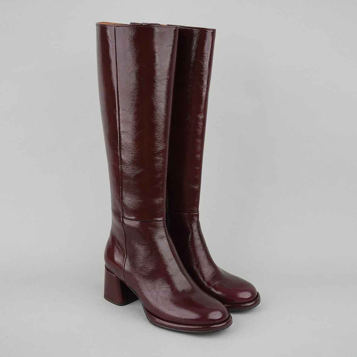 Margot Patent Burgundy Mid Boot by Esska