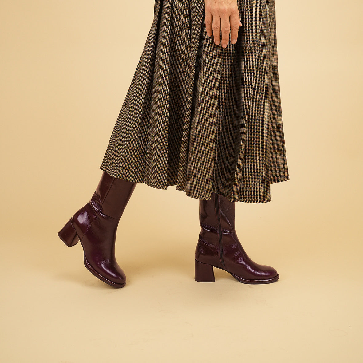 Margot Patent Burgundy Mid Boot by Esska