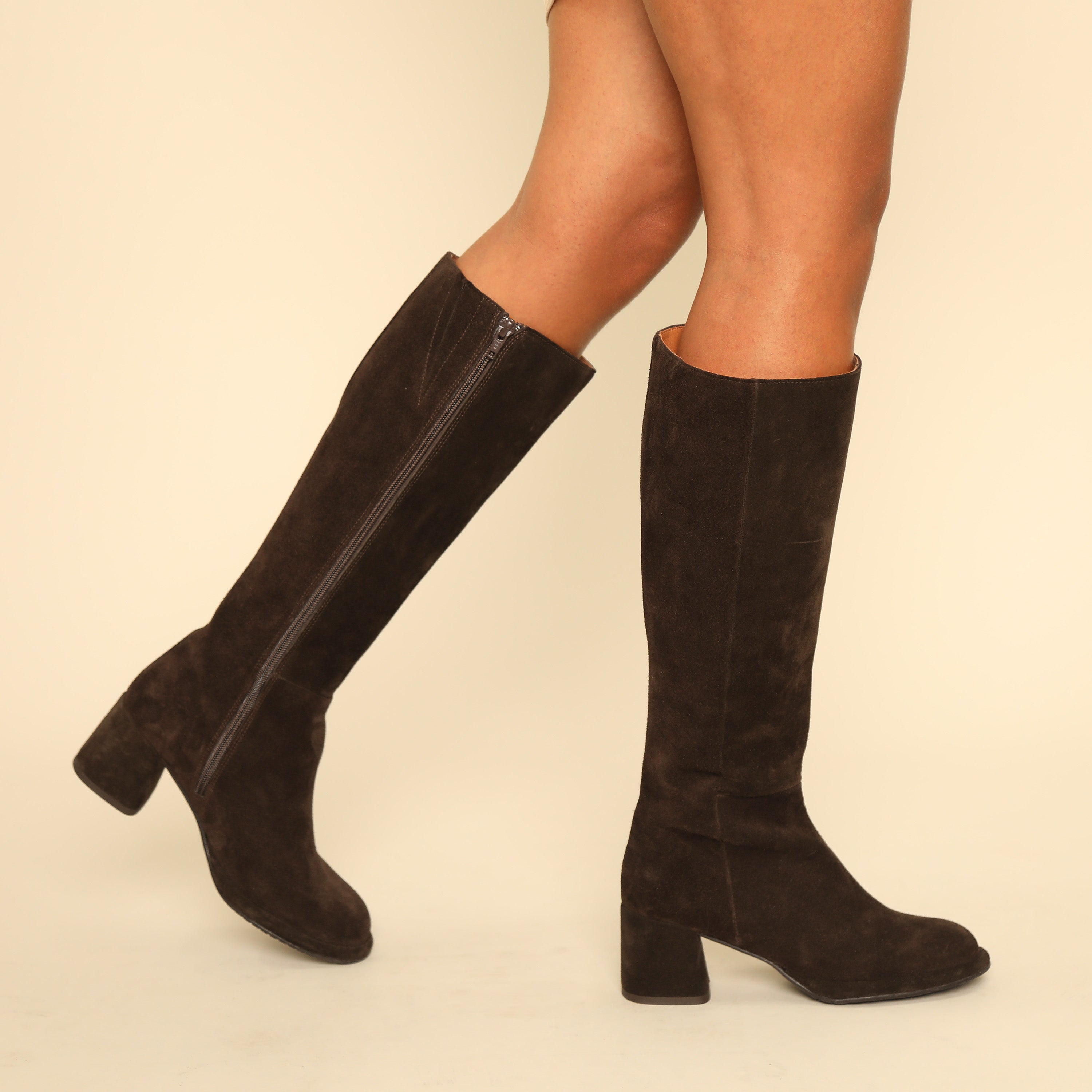 Margot Suede Dark Brown Mid Boot by Esska