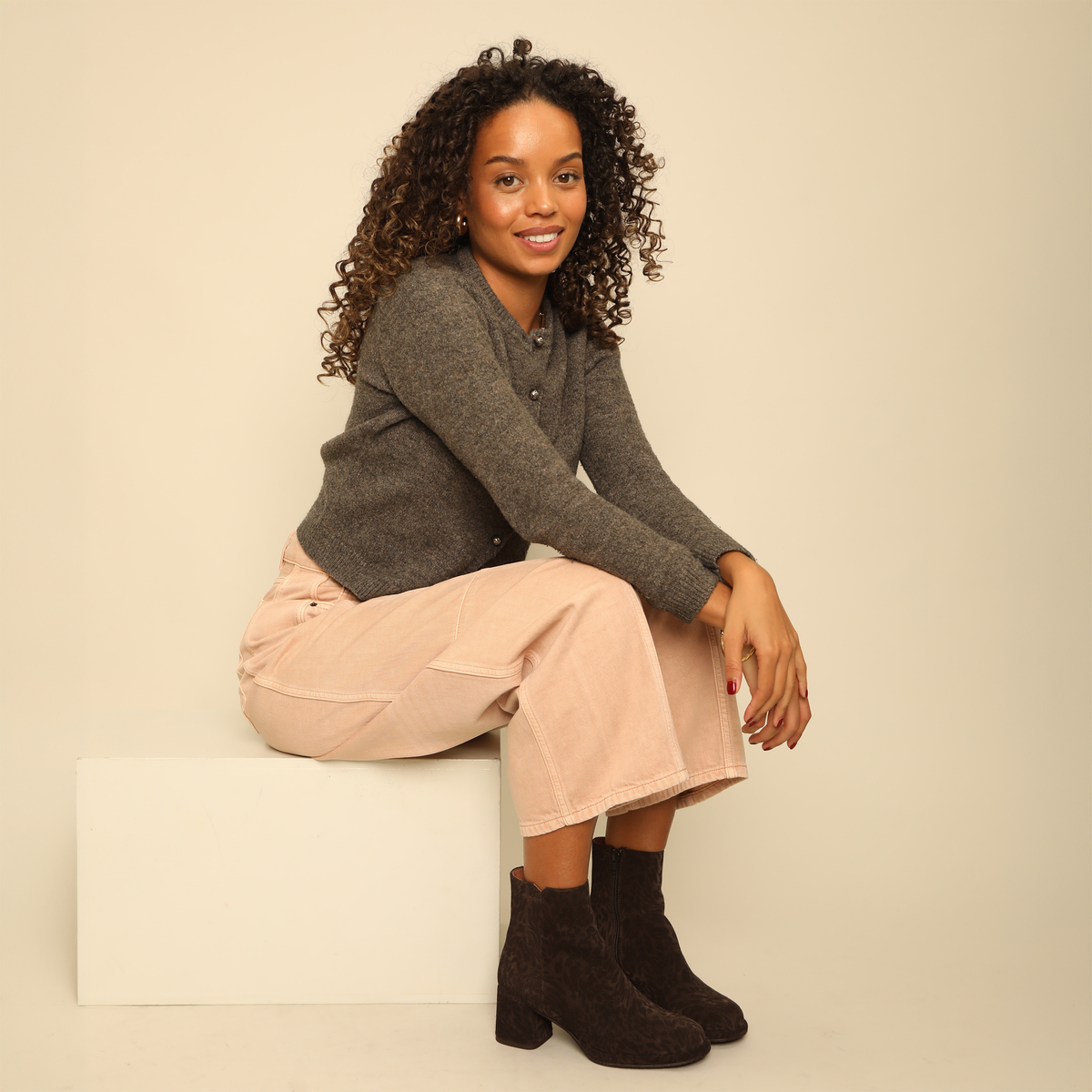Mona Dark Brown Leopard Mid Boot by Esska