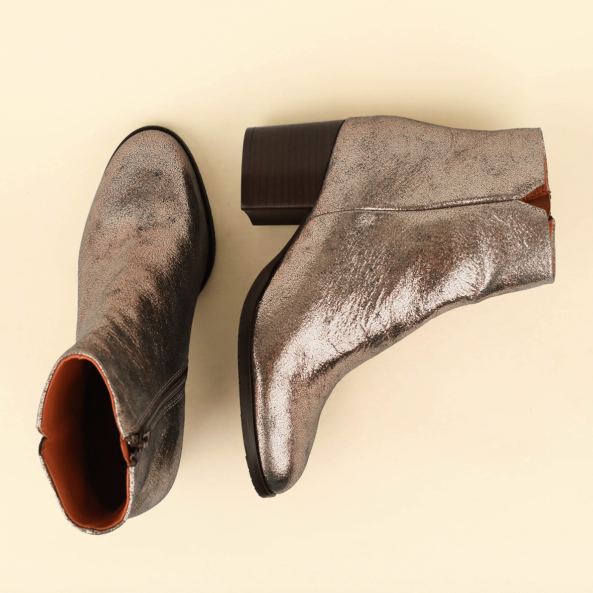 Natasha Metallic Iron Mid Boot by Esska