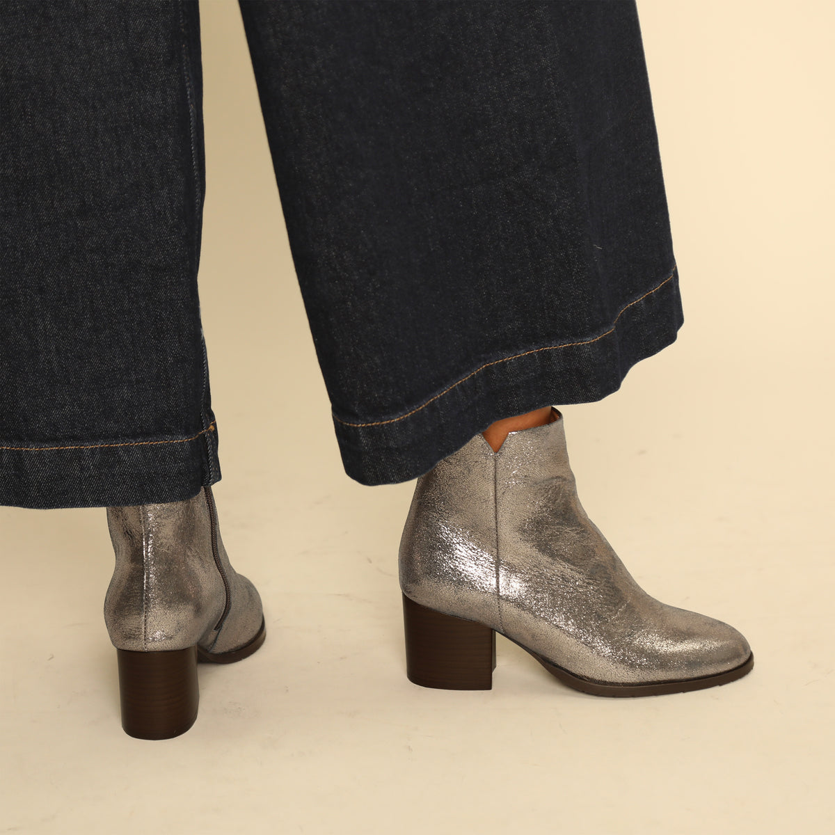 Natasha WIDE Metallic Iron Mid Boot by Esska