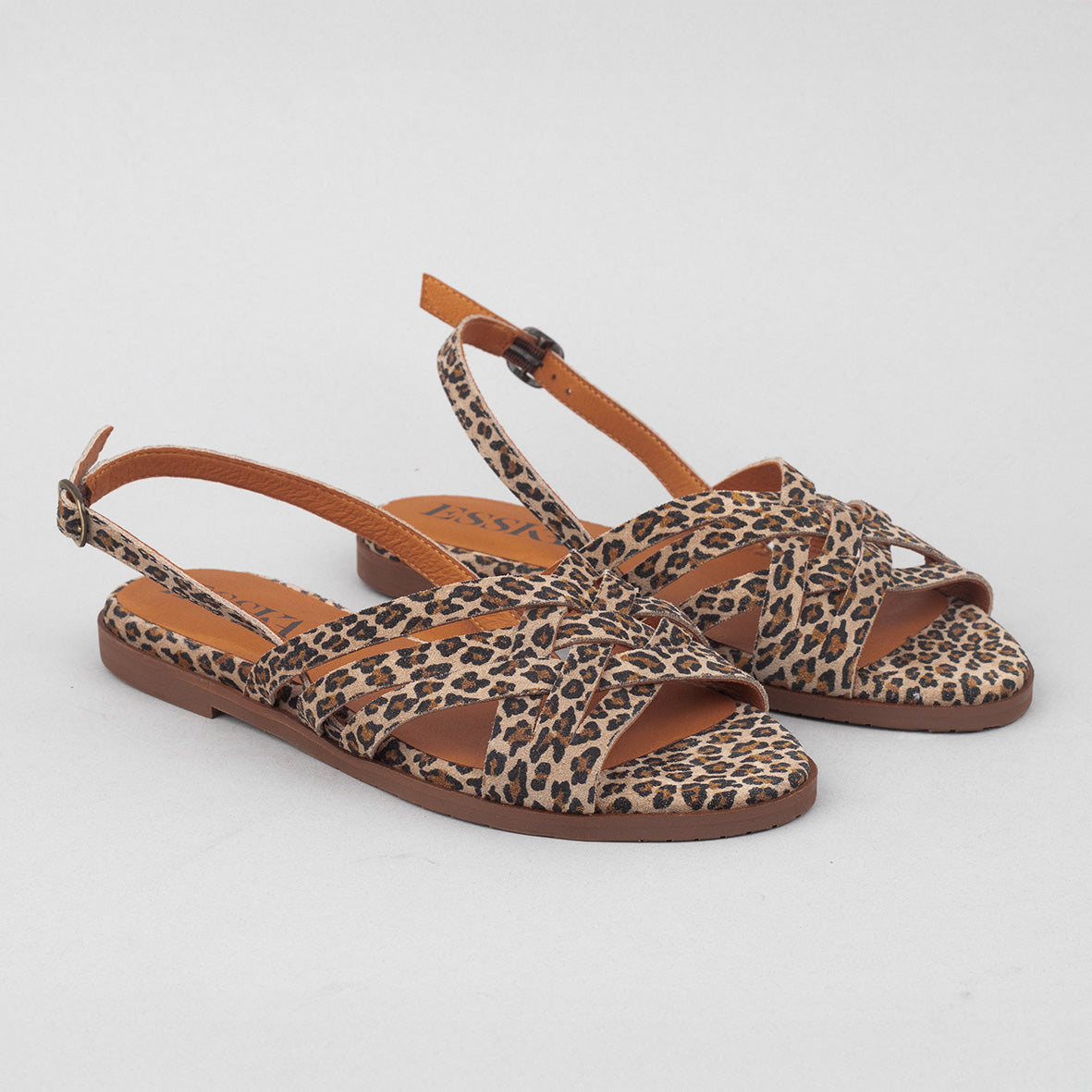 Nikita Leopard Flat Sandal by Esska