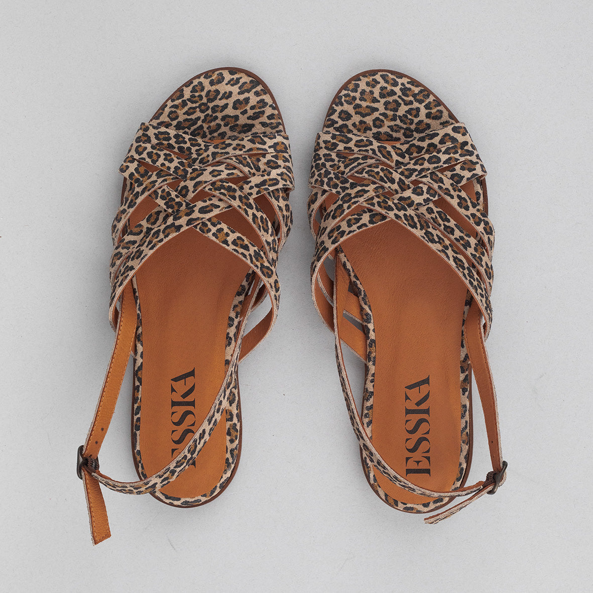 Nikita Leopard Flat Sandal by Esska