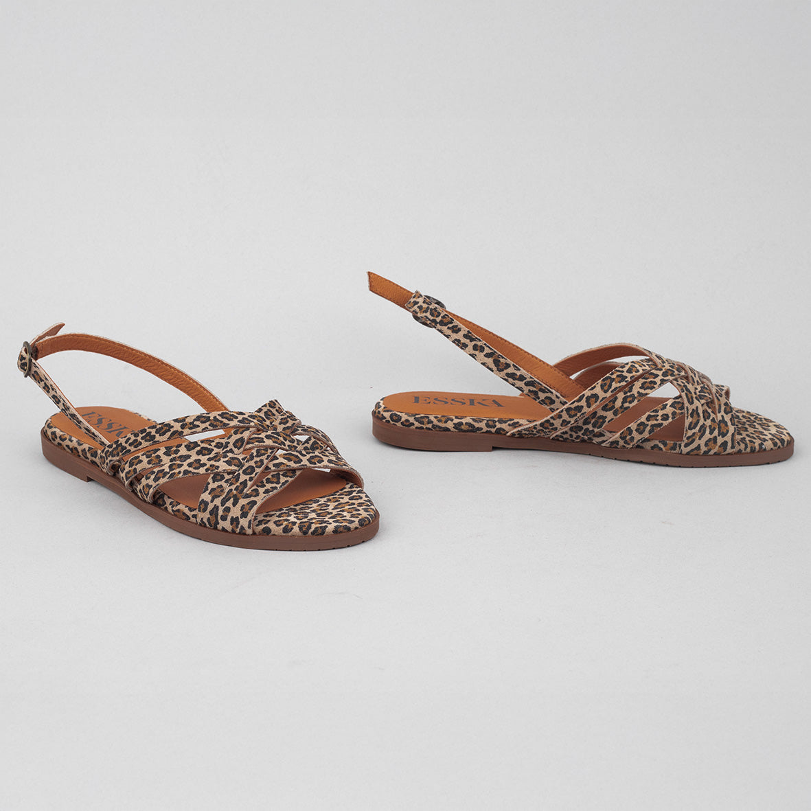 Nikita Leopard Flat Sandal by Esska