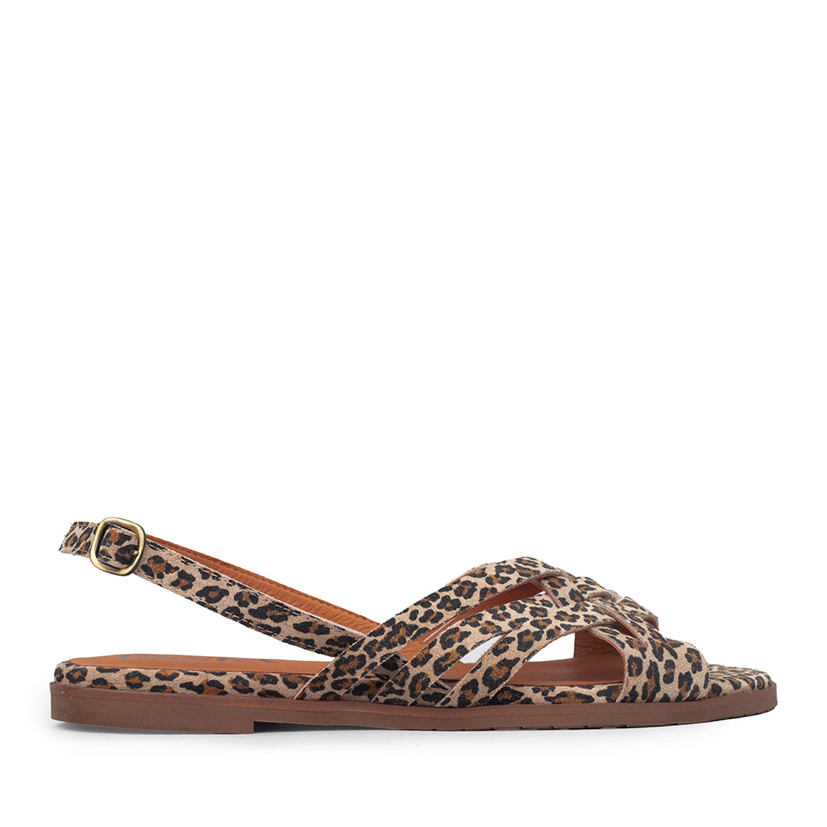 Nikita Leopard Flat Sandal by Esska