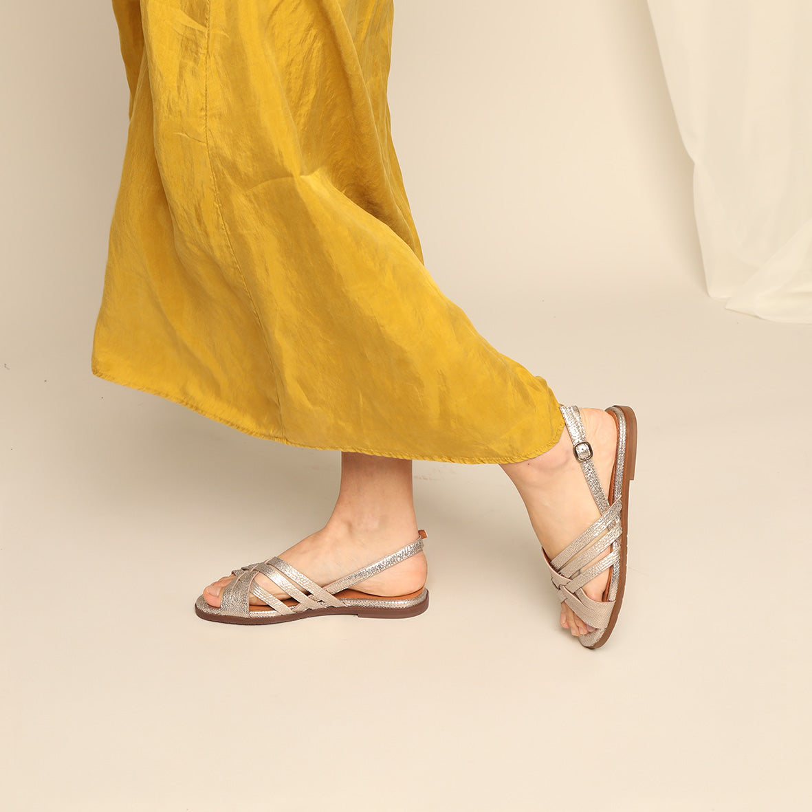 Nikita Platinum Flat Sandal by Esska