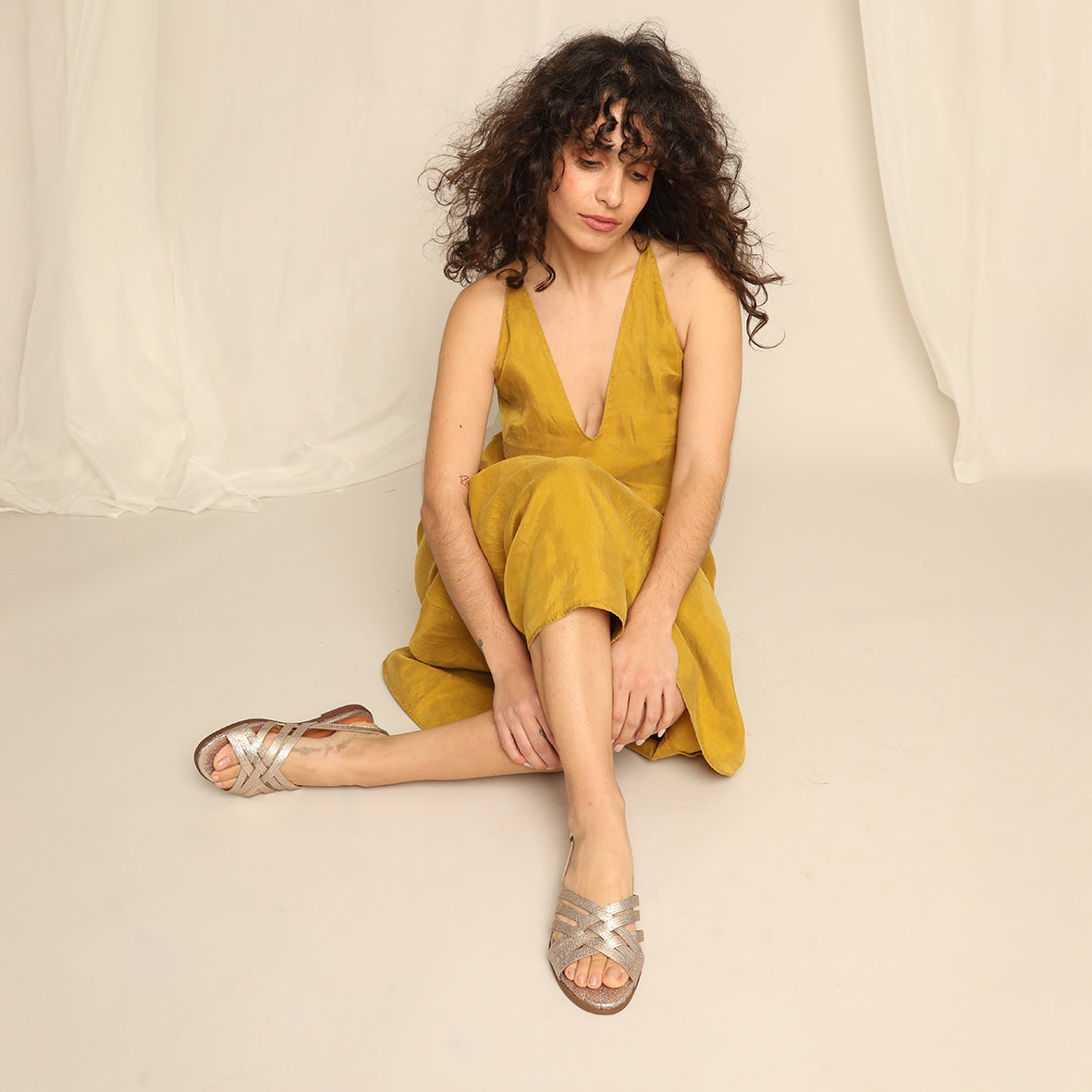 Nikita Platinum Flat Sandal by Esska