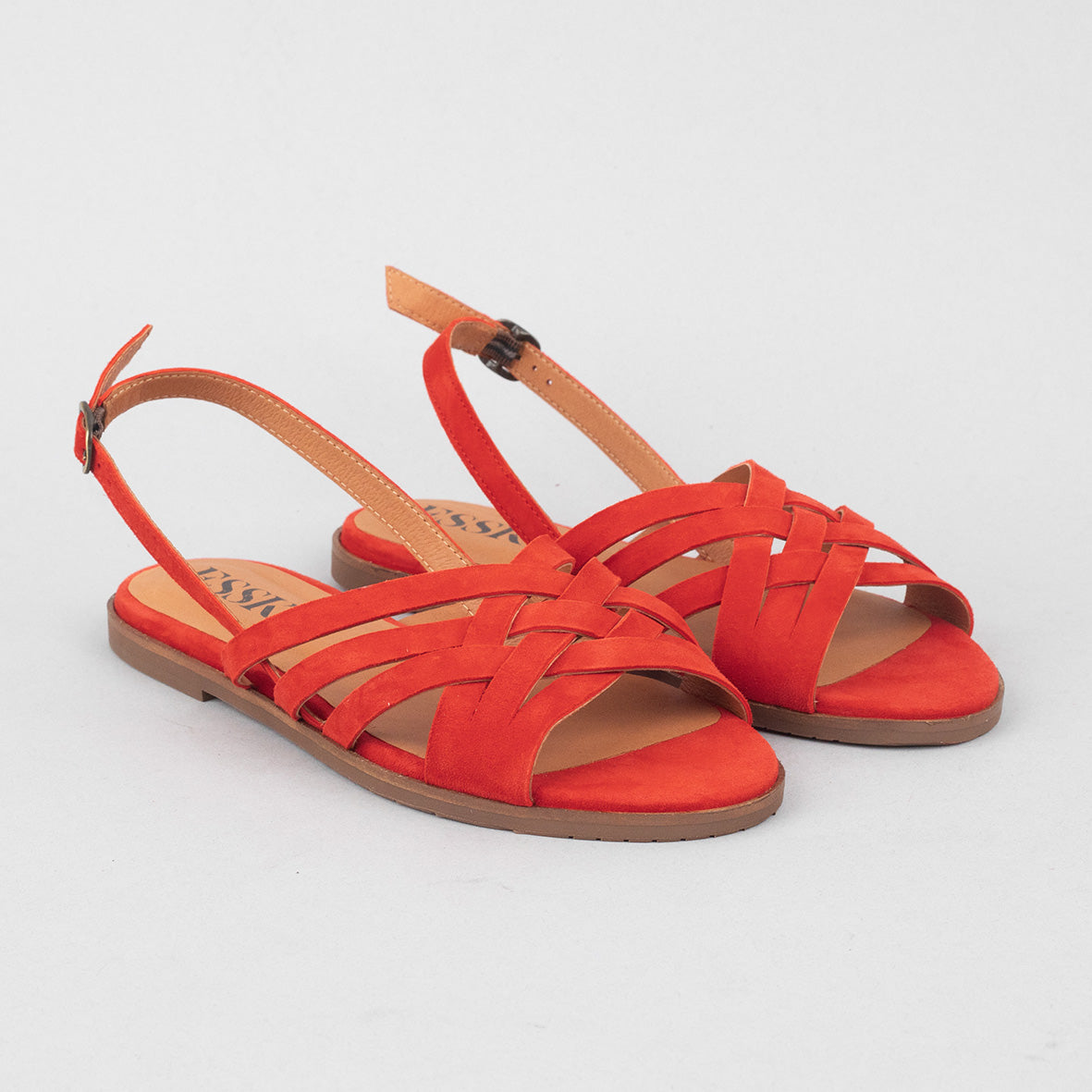 Nikita WIDE Red Flat Sandal by Esska