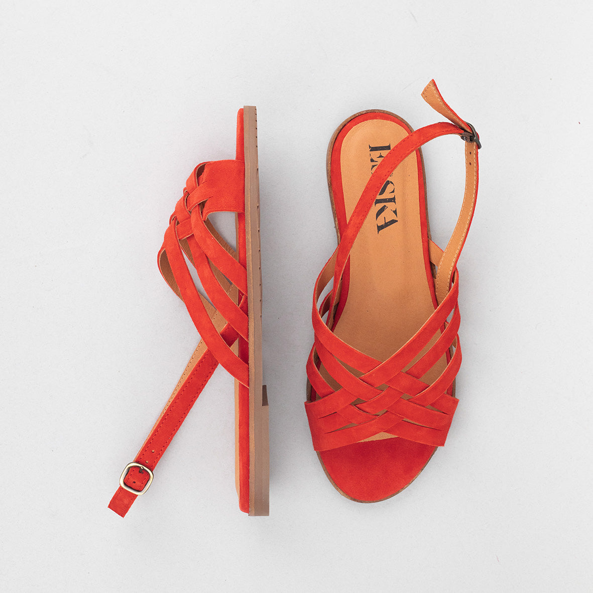 Nikita WIDE Red Flat Sandal by Esska