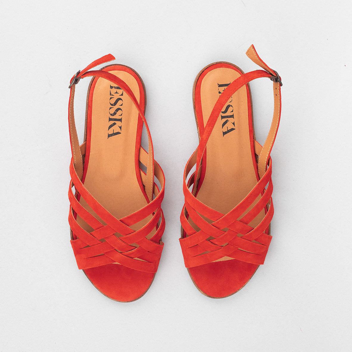 Nikita WIDE Red Flat Sandal by Esska