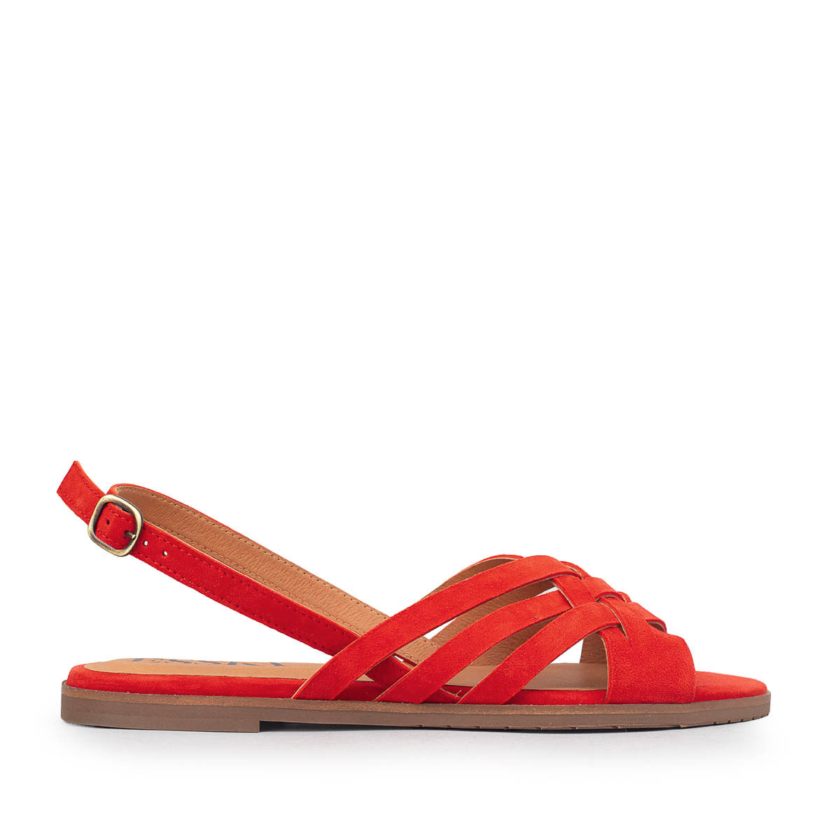 Nikita WIDE Red Flat Sandal by Esska