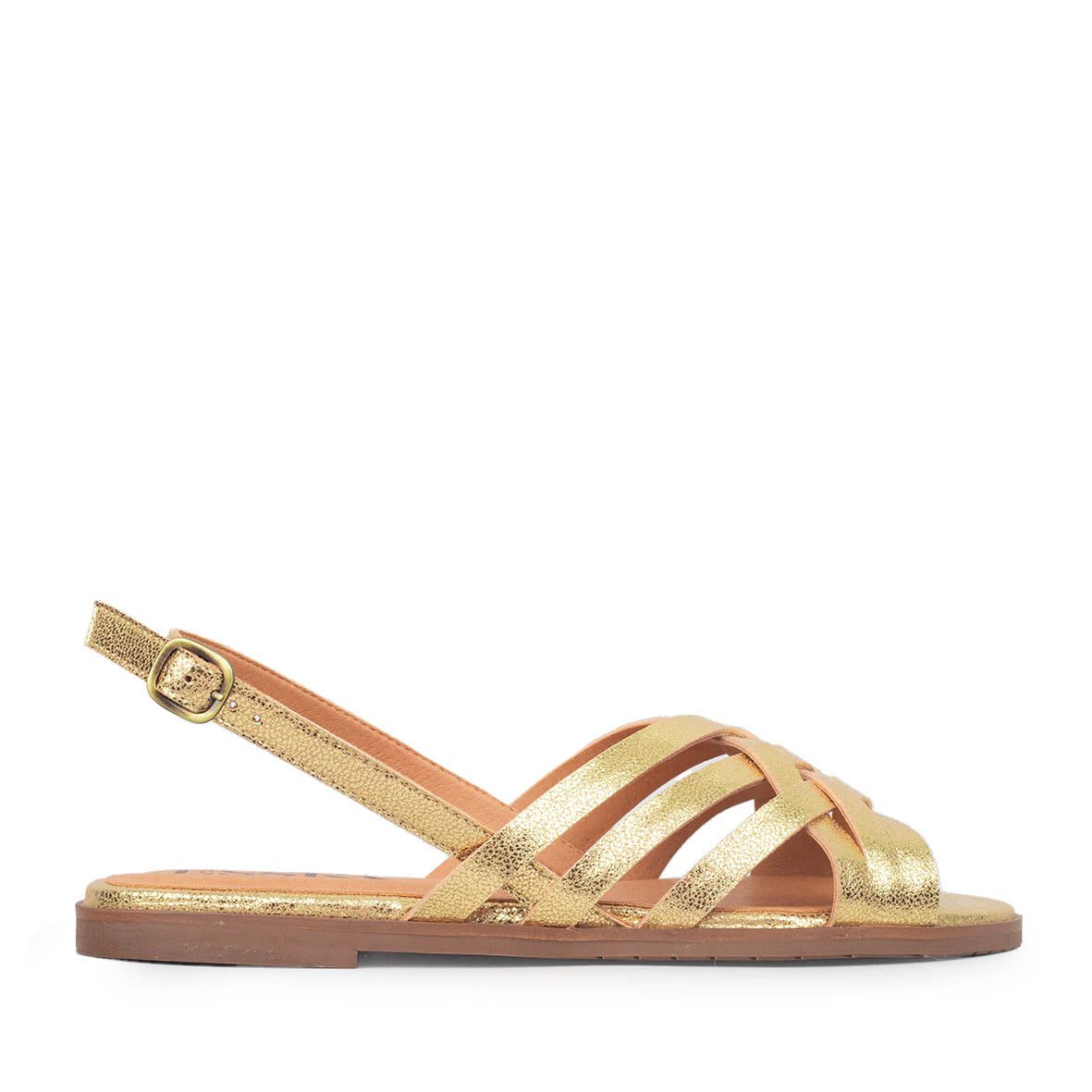Nikita Vegan Gold Flat Sandal by Esska