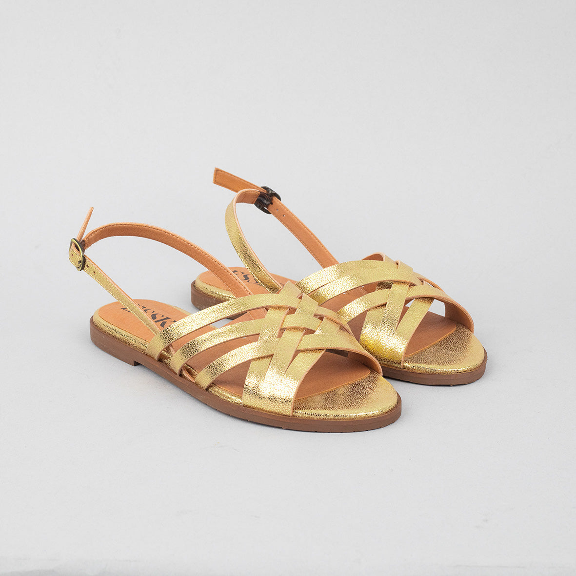 Nikita Vegan Gold Flat Sandal by Esska