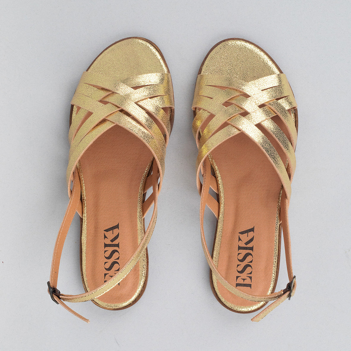 Nikita Vegan Gold Flat Sandal by Esska