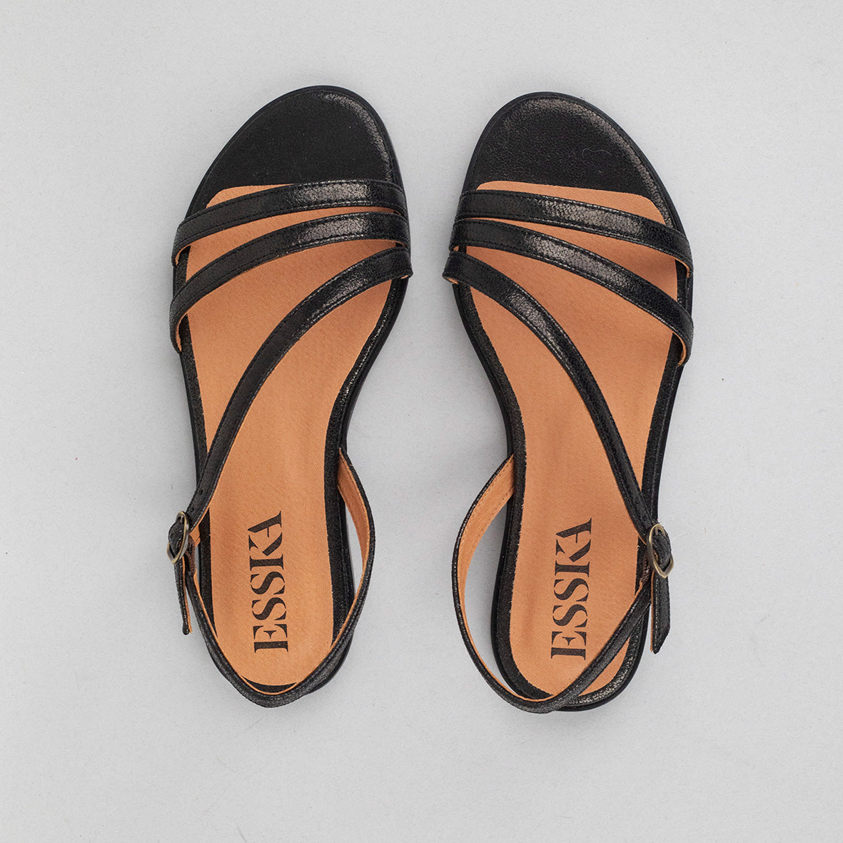 Nina Vegan Black Flat Sandal by Esska