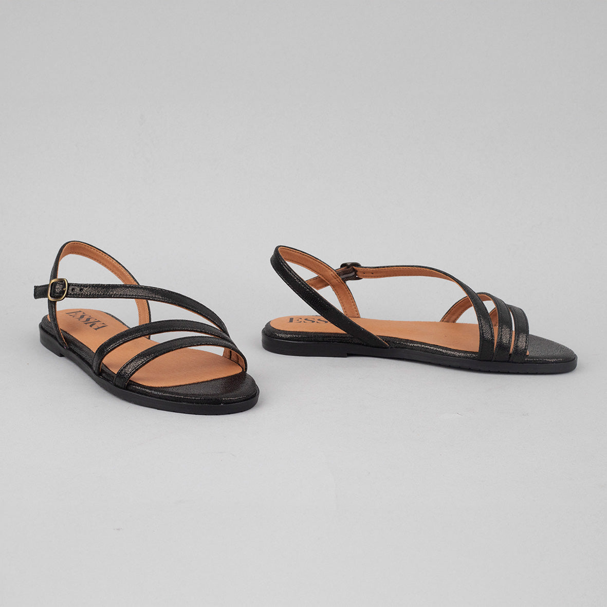 Nina Vegan Black Flat Sandal by Esska